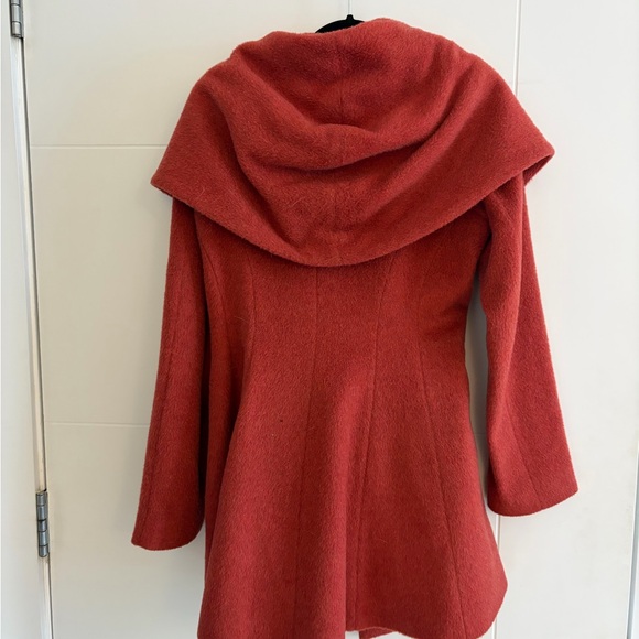 Trina Turk Reddish Orange Wool Wrap Coat - Picture 2 of 3